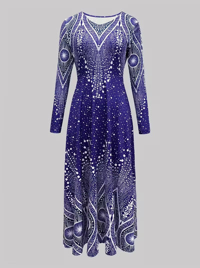 Celestial Illusion Art Deco Midi Dress