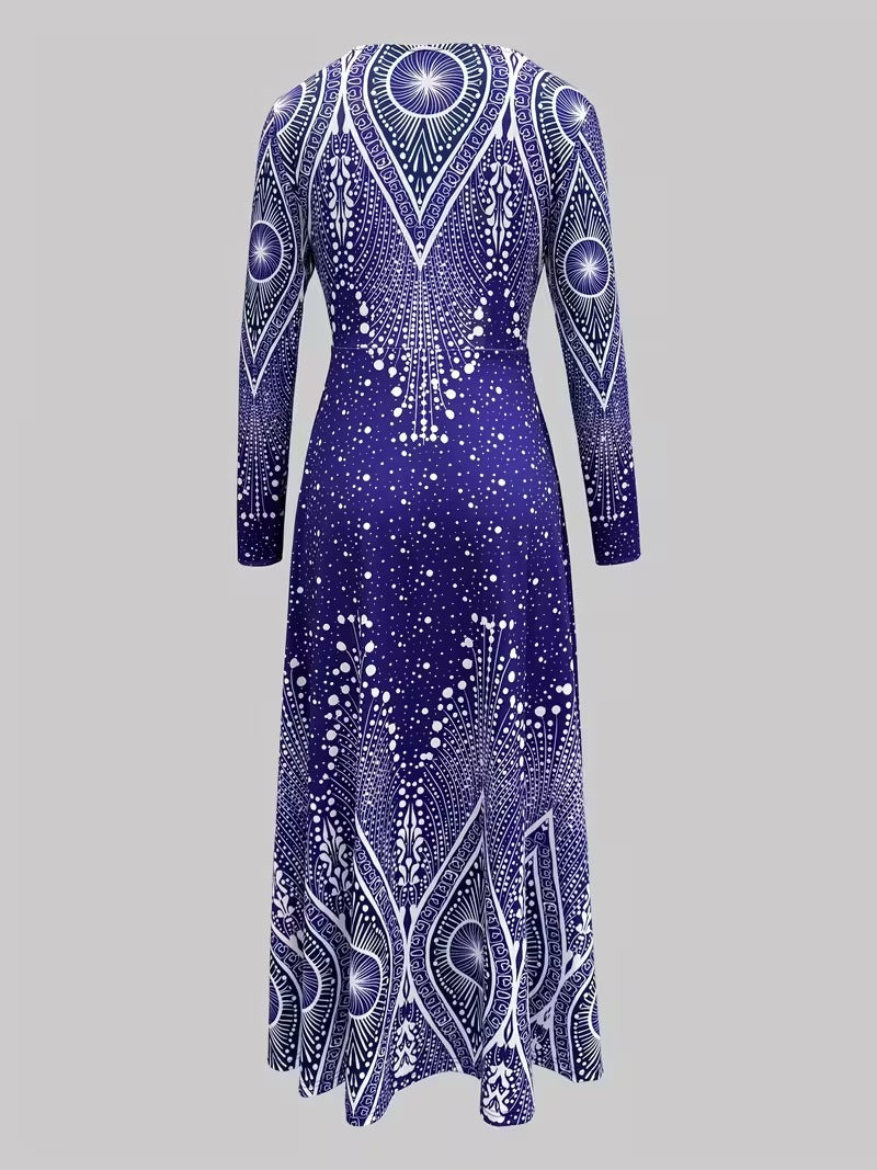 Celestial Illusion Art Deco Midi Dress