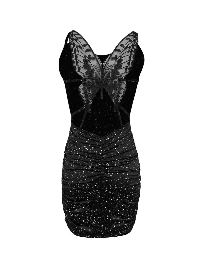 Celestial Whisper Butterfly Back Mini Dress