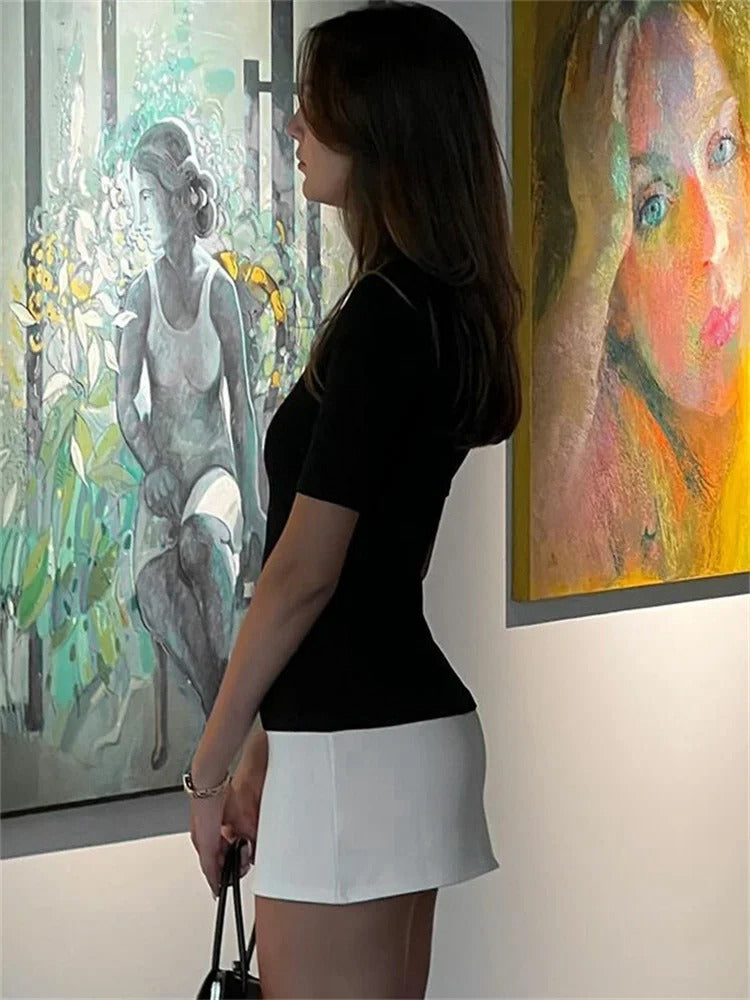 Chic Contrast Knit Mini Dress