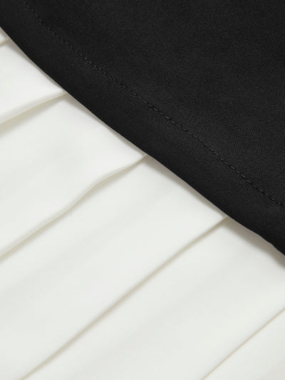 Chic Contrast Pleat Mini Dress