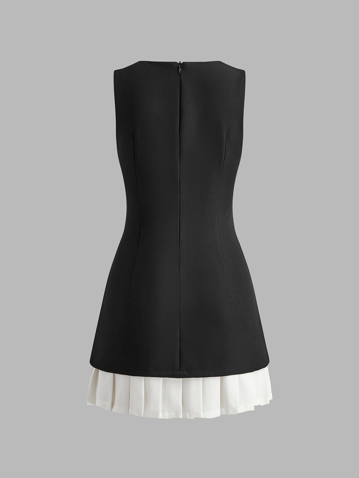Chic Contrast Pleat Mini Dress