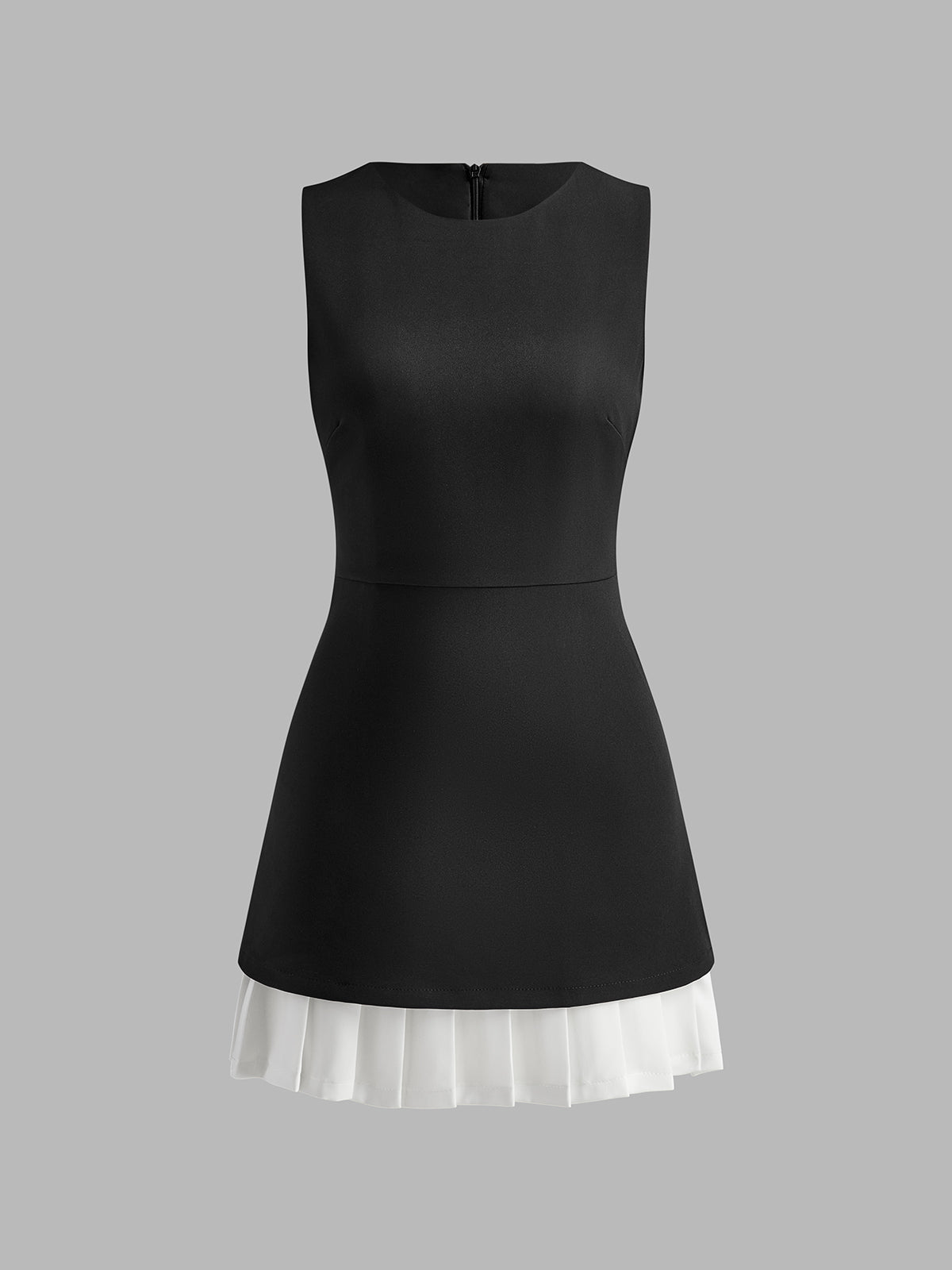 Chic Contrast Pleat Mini Dress