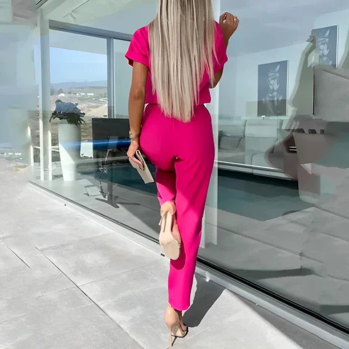 Chic Intentions Keyhole-Belted Jumpsuit