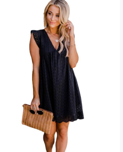 Chic Whisper Eyelet Mini Dress