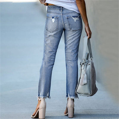City Edge Distressed Straight-Leg Jeans