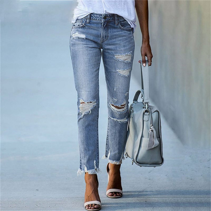 City Edge Distressed Straight-Leg Jeans