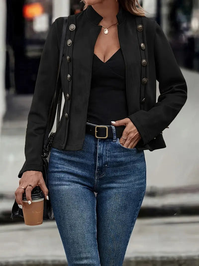 City Muse Double-Row Button Blazer