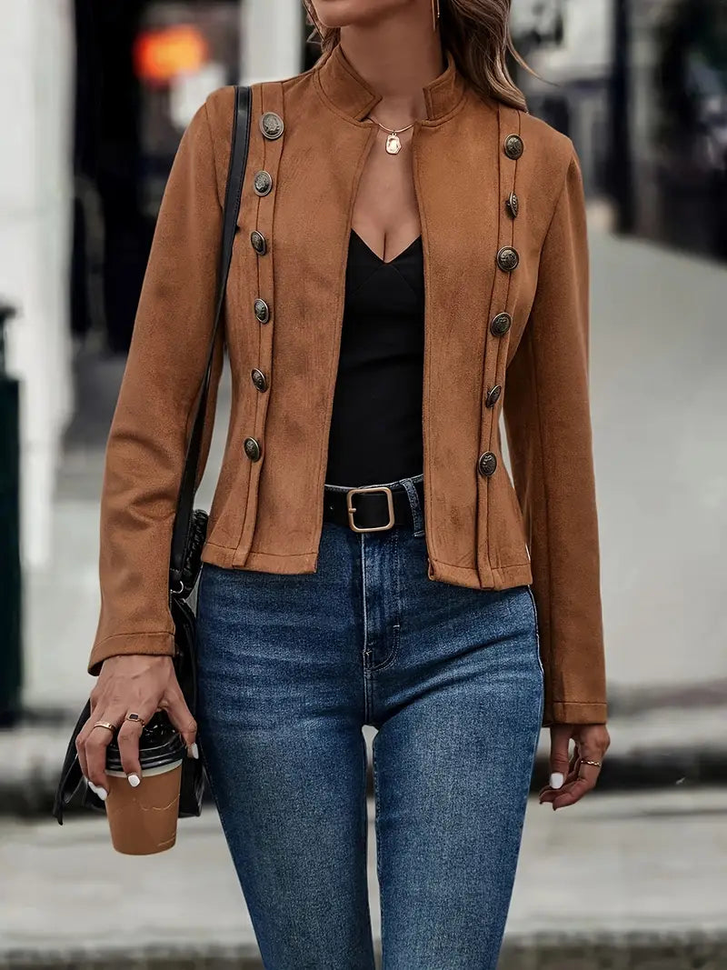 City Muse Double-Row Button Blazer