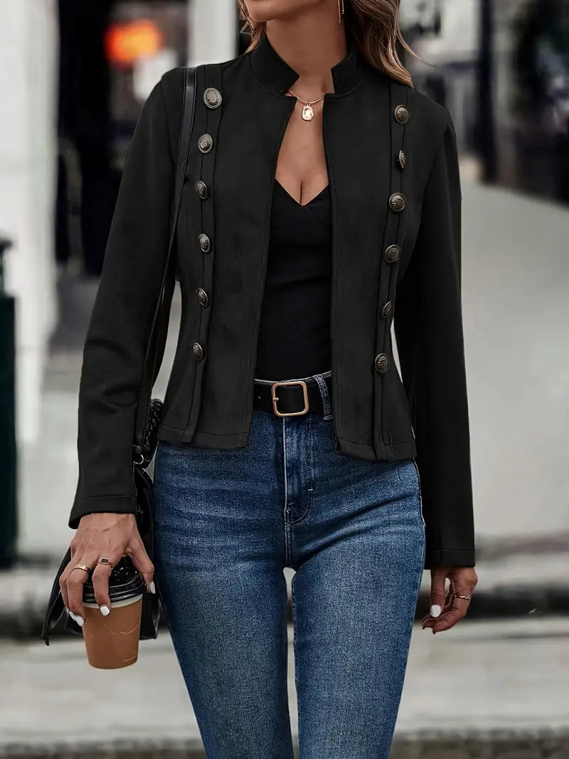 City Muse Double-Row Button Blazer