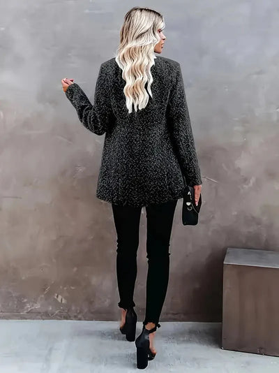 City Muse Open-Front Herringbone Coat