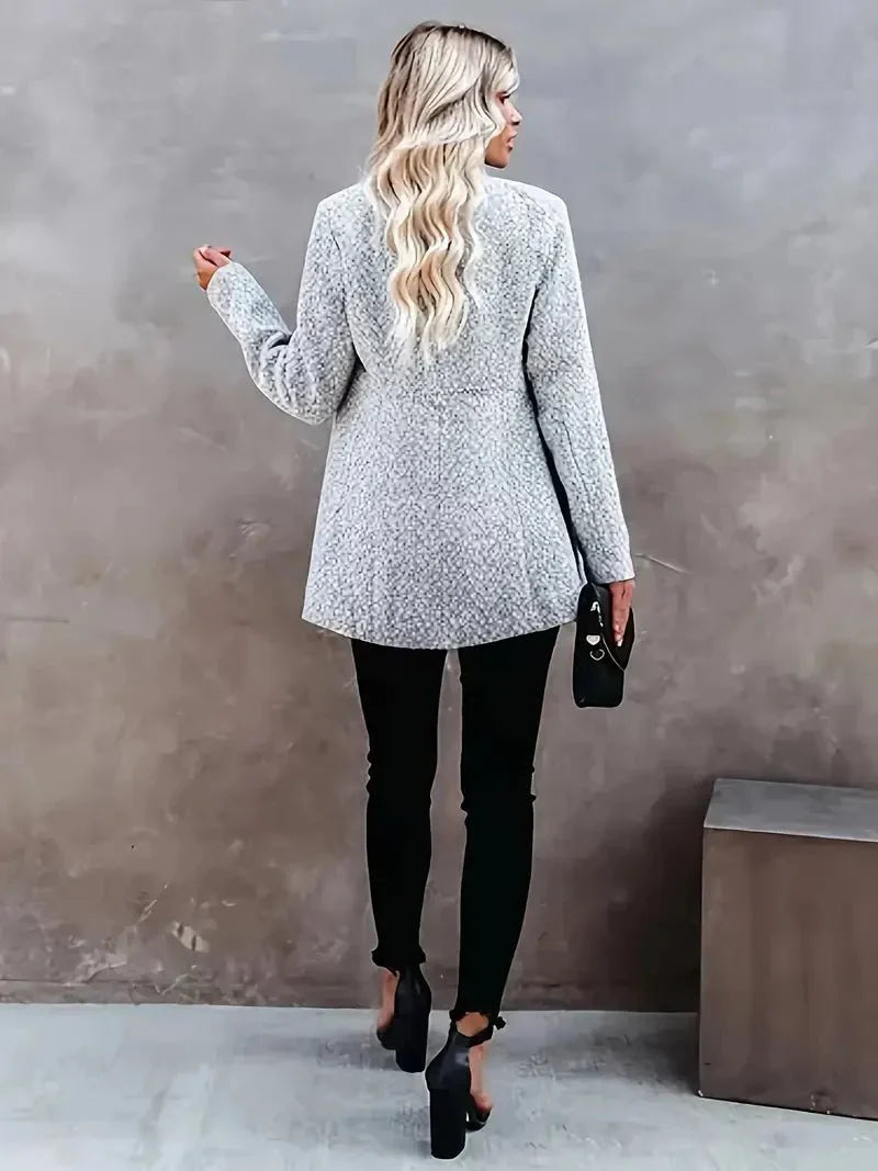 City Muse Open-Front Herringbone Coat