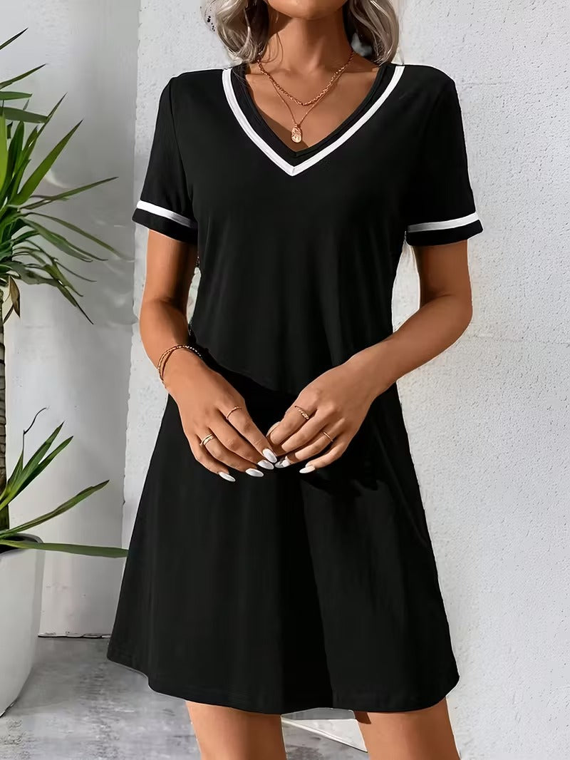 City Spirit Contrast-Trim Mini Dress