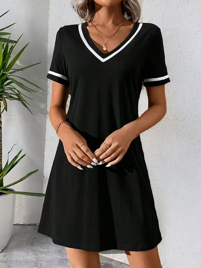 City Spirit Contrast-Trim Mini Dress