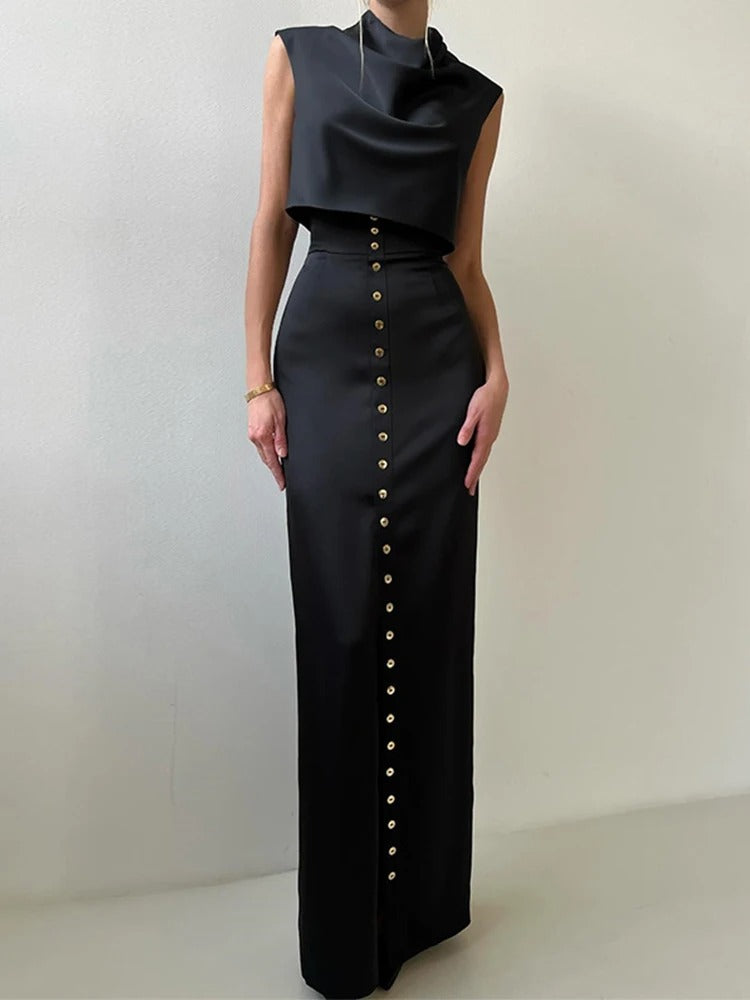 Classy Allure Button-Up Two-Piece Set