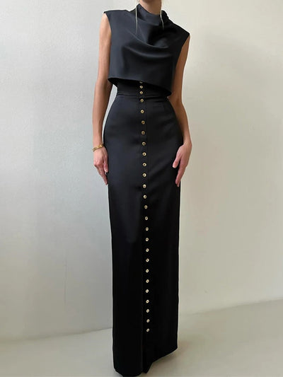 Classy Allure Button-Up Two-Piece Set