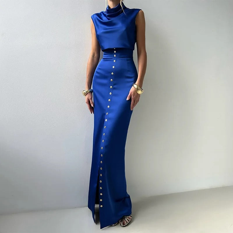 Classy Allure Button-Up Two-Piece Set