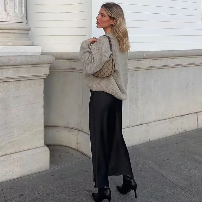 Classy Satin Midi Skirt