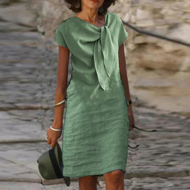Coastal Charm Bow-Tie Midi Dress