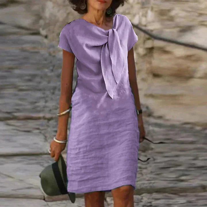 Coastal Charm Bow-Tie Midi Dress