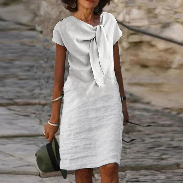 Coastal Charm Bow-Tie Midi Dress