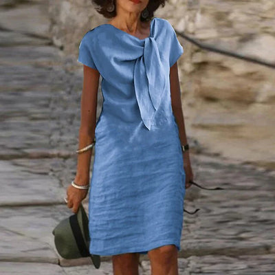 Coastal Charm Bow-Tie Midi Dress