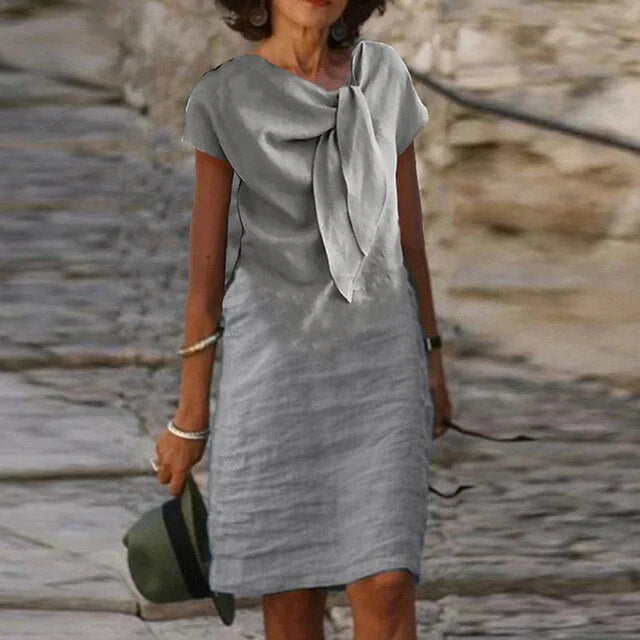 Coastal Charm Bow-Tie Midi Dress