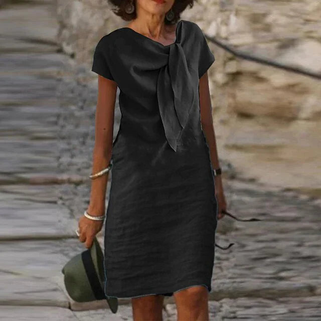 Coastal Charm Bow-Tie Midi Dress