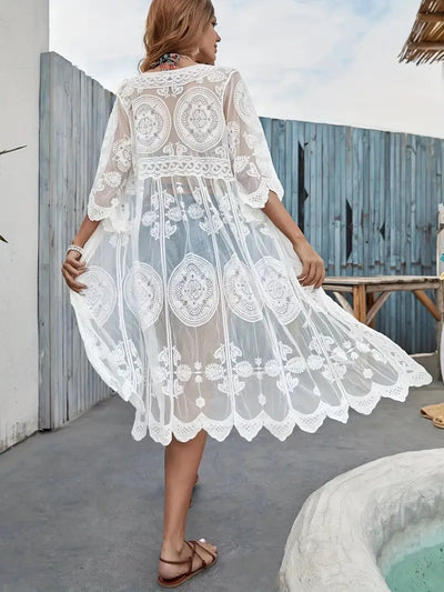 Coastal Dream Embroidered Lace Kimono