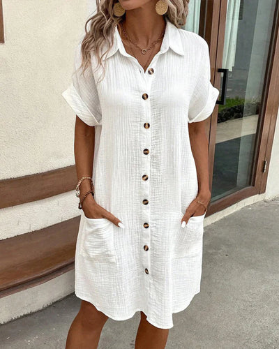 Coastal Ease Button-Down Mini Dress