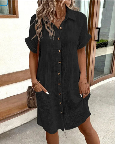 Coastal Ease Button-Down Mini Dress