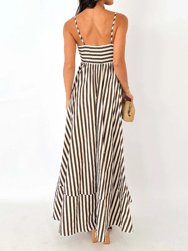 Coastal Rhythm Striped Maxi Dress