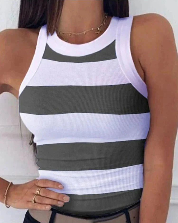Coastal Spirit Striped Racer Tank