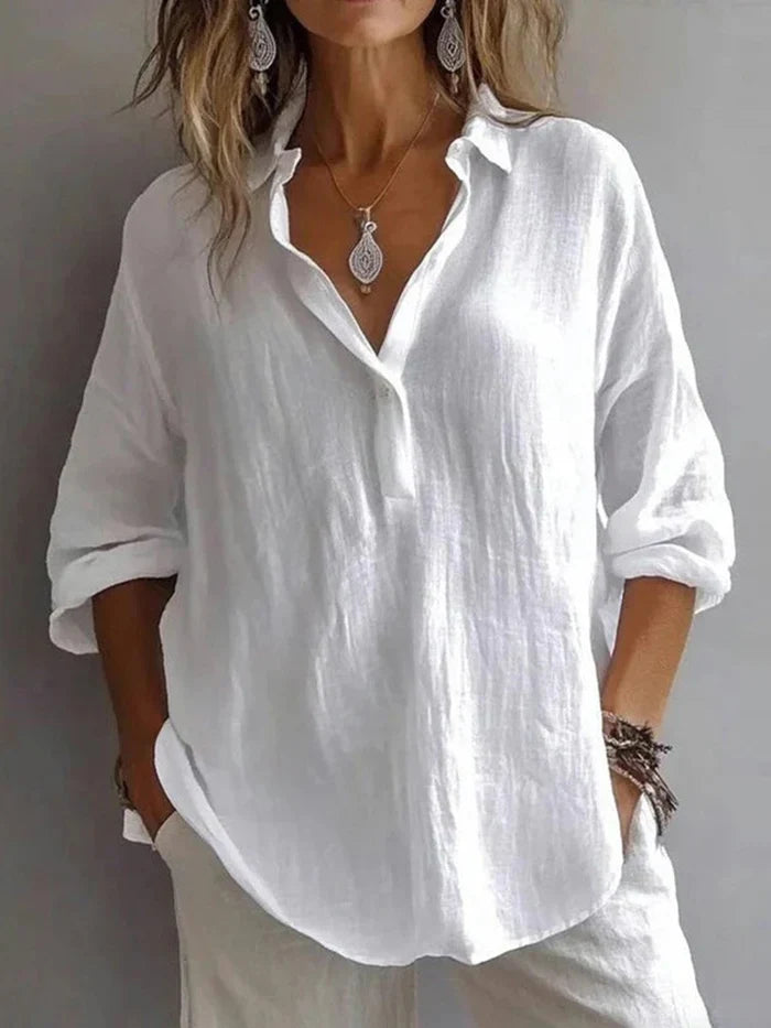 Coastal Whisper Oversized Shirt Blouse
