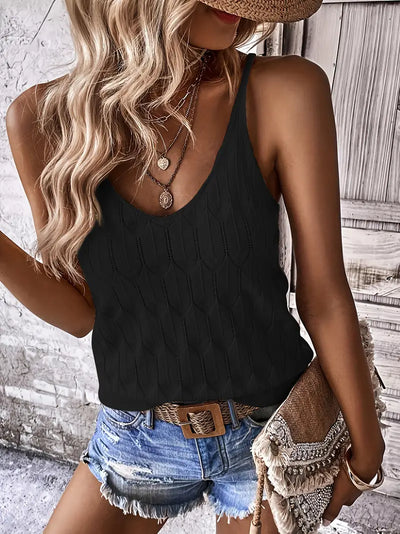 Coastal Whisper Textured Knit Tank Top