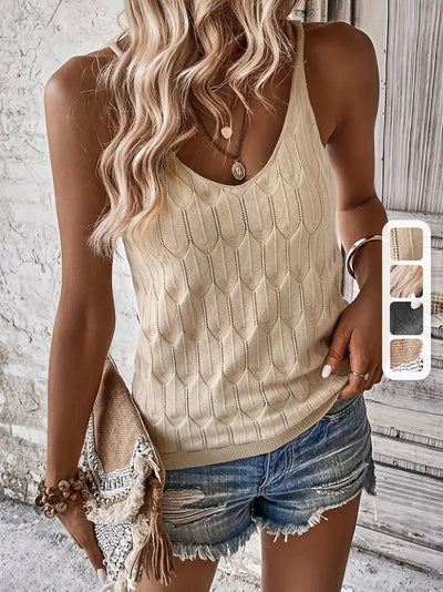 Coastal Whisper Textured Knit Tank Top
