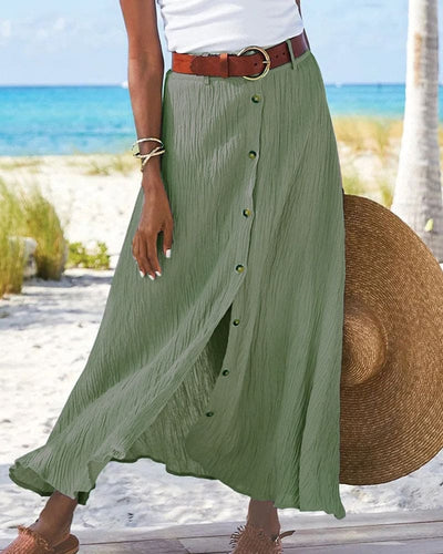 Coastal Whispers Button-Front Maxi Skirt