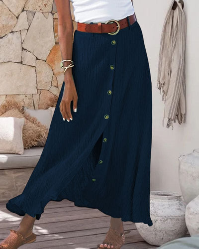 Coastal Whispers Button-Front Maxi Skirt