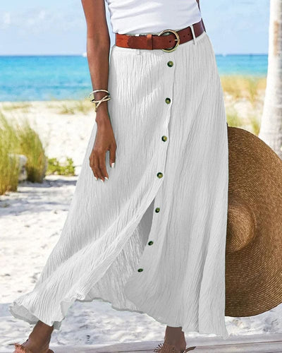 Coastal Whispers Button-Front Maxi Skirt