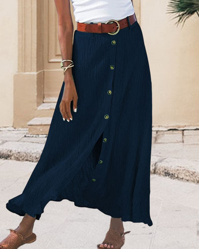 Coastal Whispers Button-Front Maxi Skirt