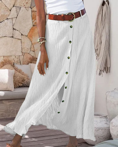 Coastal Whispers Button-Front Maxi Skirt