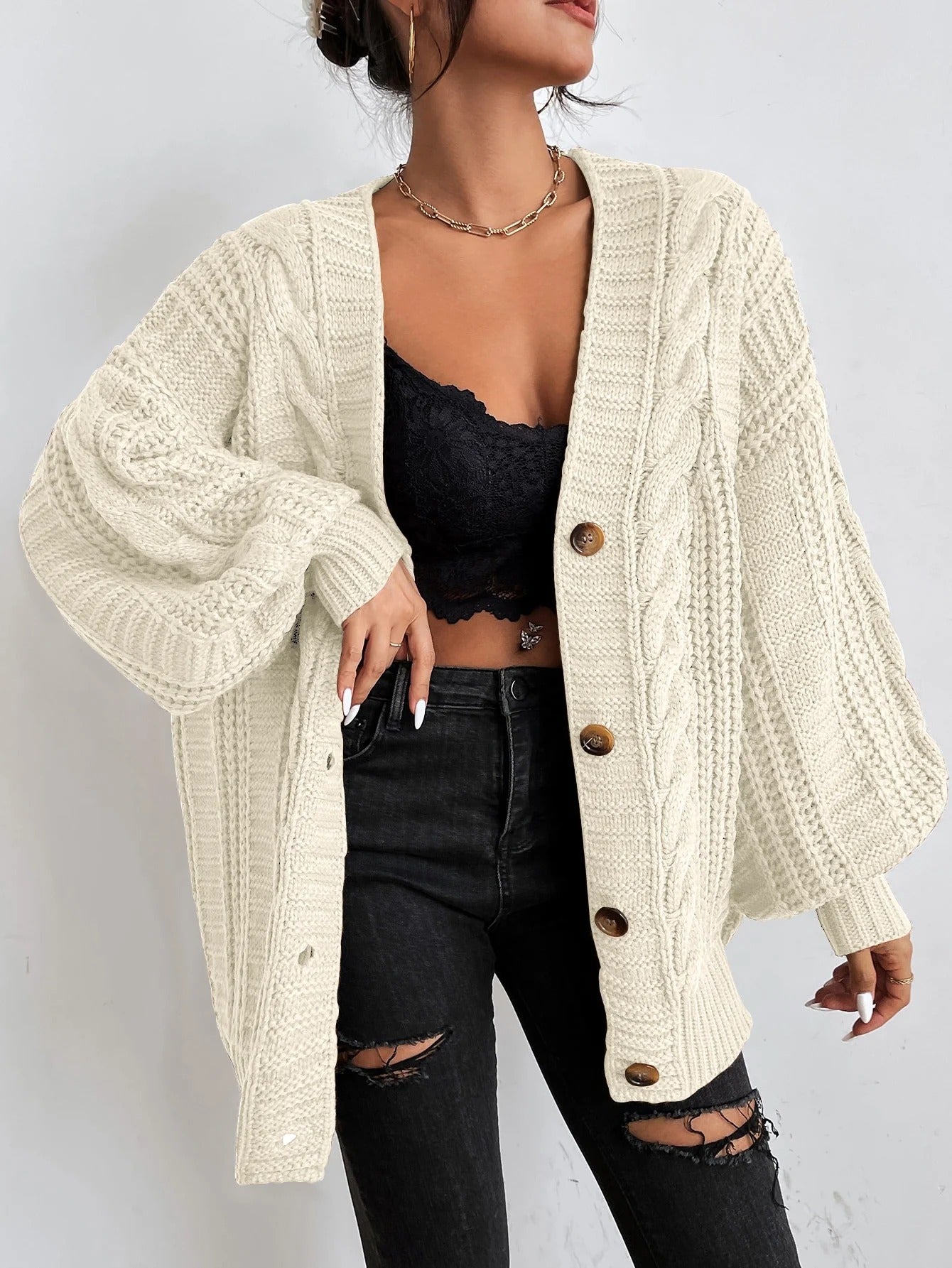 Charming Cable Knit Cardigan