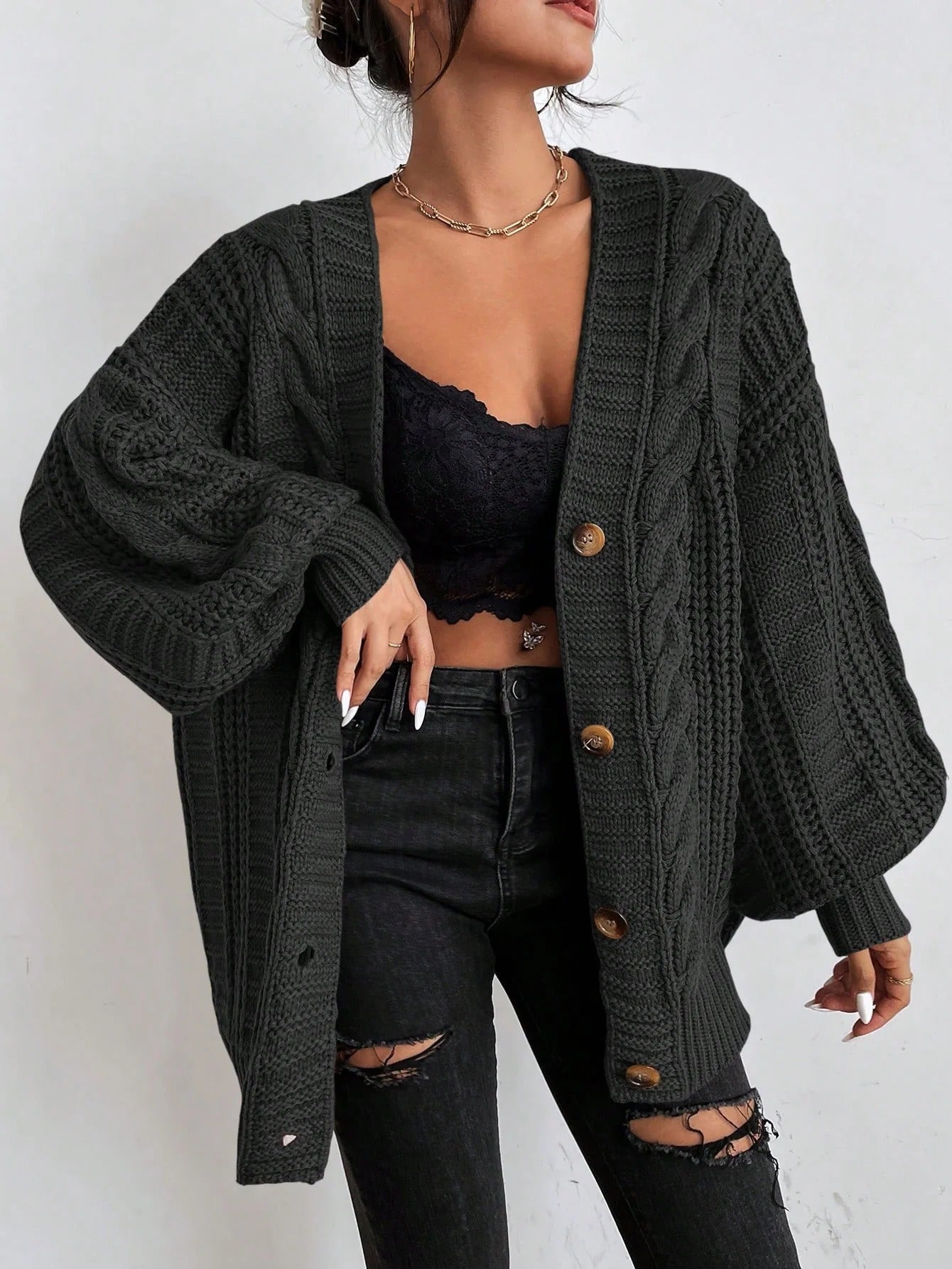 Charming Cable Knit Cardigan