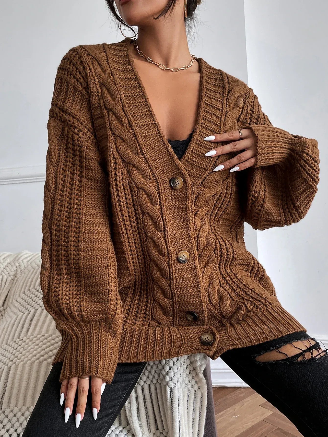Charming Cable Knit Cardigan
