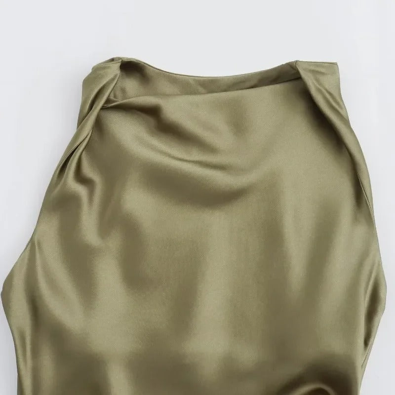 Crimson Whispers Halter Maxi Dress