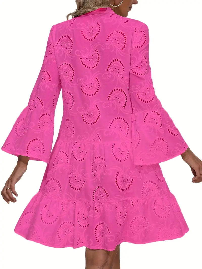 Delicate Whirl Broderie Detail Mini Dress