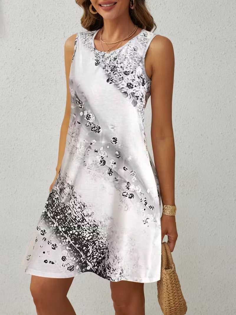 Dreamy Whirl Print A-Line Dress