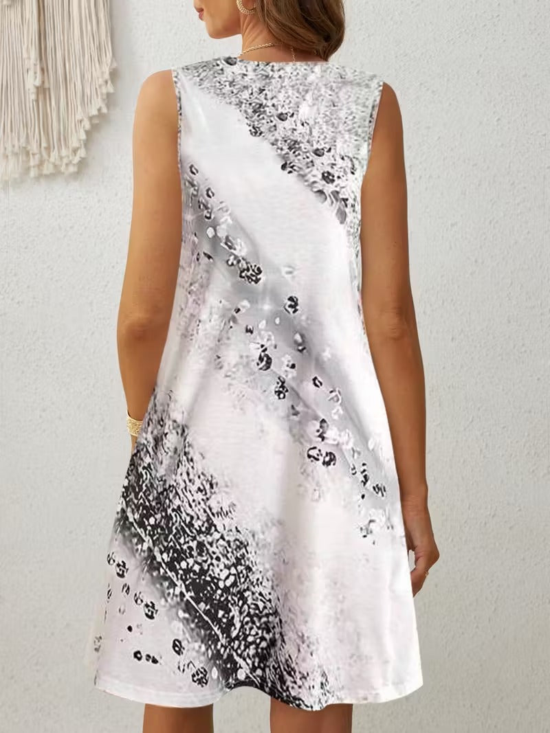 Dreamy Whirl Print A-Line Dress