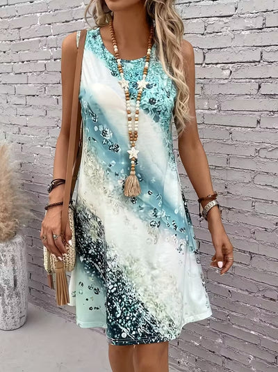 Dreamy Whirl Print A-Line Dress