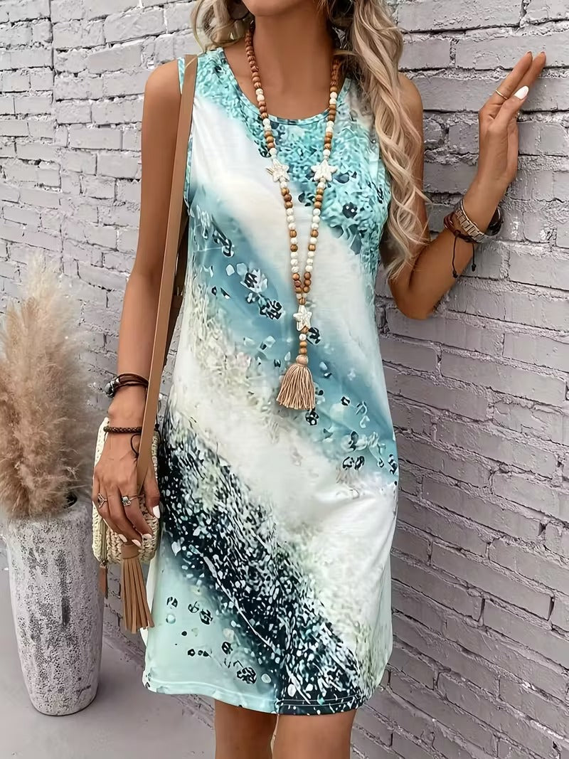Dreamy Whirl Print A-Line Dress